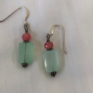 Genuine stone and silver earrings